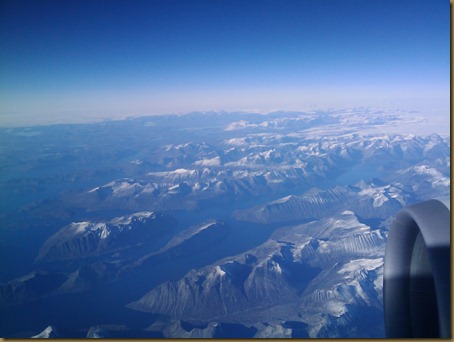 Utsikt fra flyet på vei over Chile